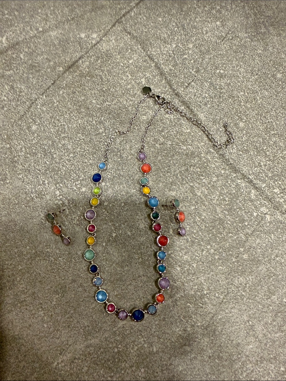 Touchstone Crystal Multicolor Crystal Bezel Necklace and Earring Set